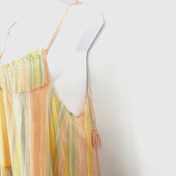 Grace + Karma Maxi Dress Size 1X Smocked Striped Colorful Tassel Boho Festival - Picture 4 of 12